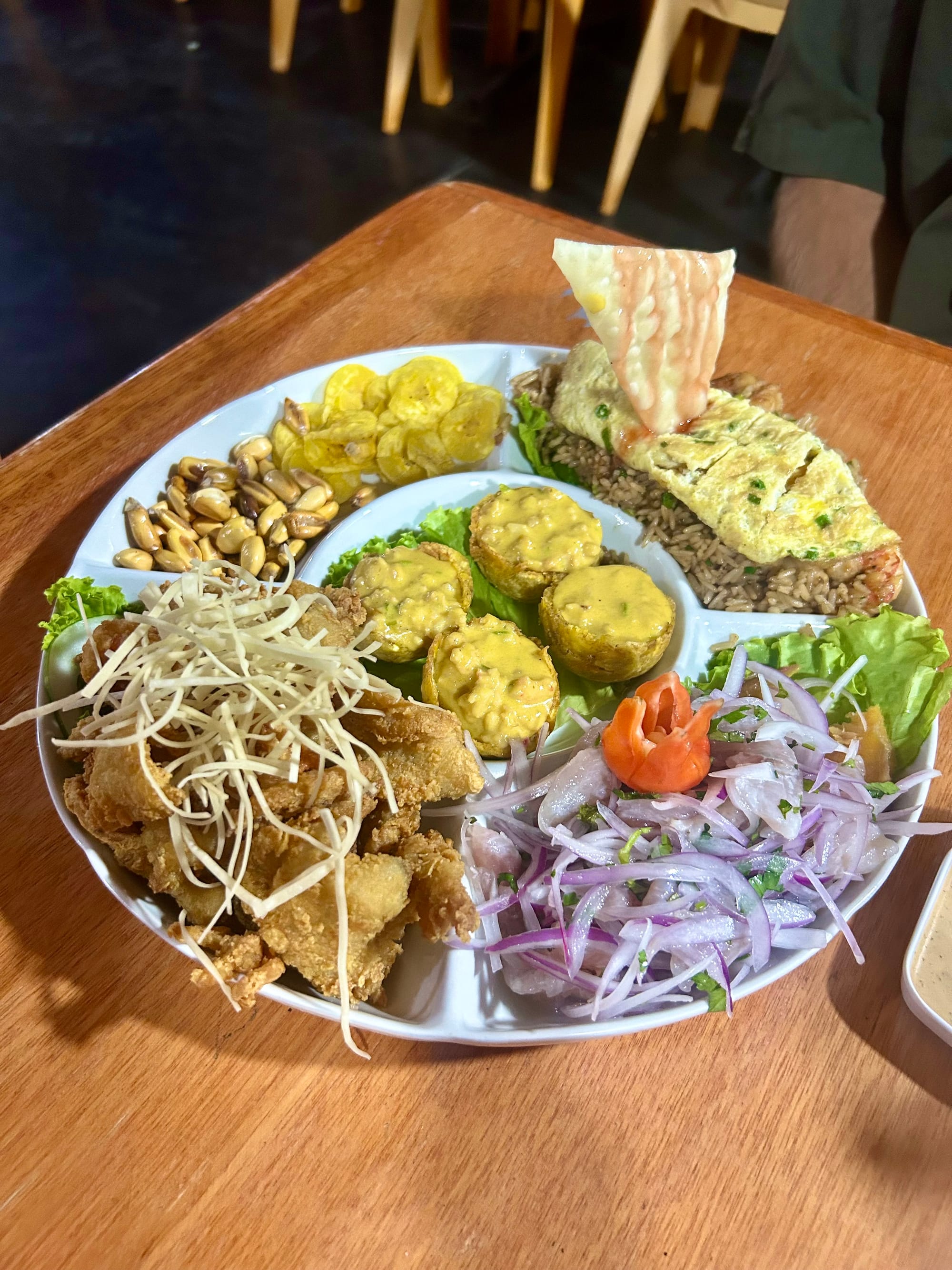 Colourful fresh seafood arrangement